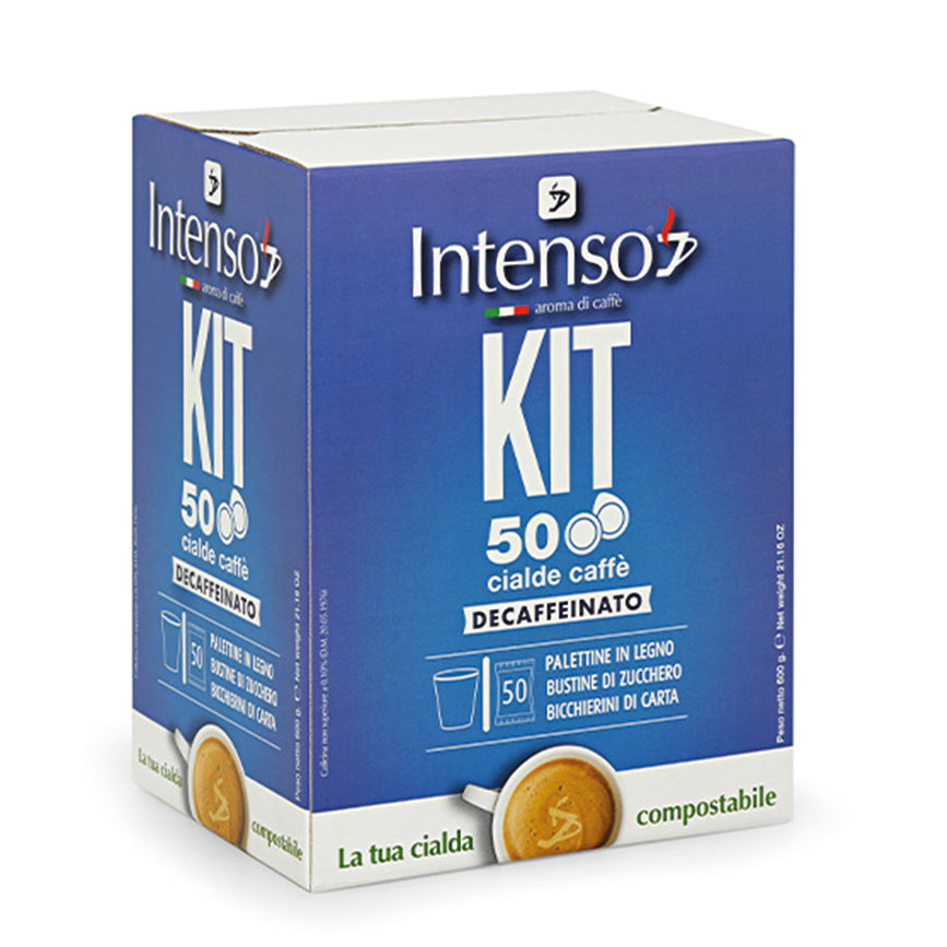 50 Intenso coffee pods with accessories - Decaffeinated blend